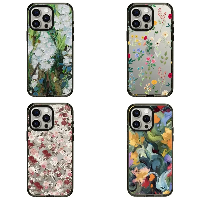 

2.5 Acrylic Oil Painting Flowers Pattern iPhone 12 13 14 15 Pro Max Protective Case