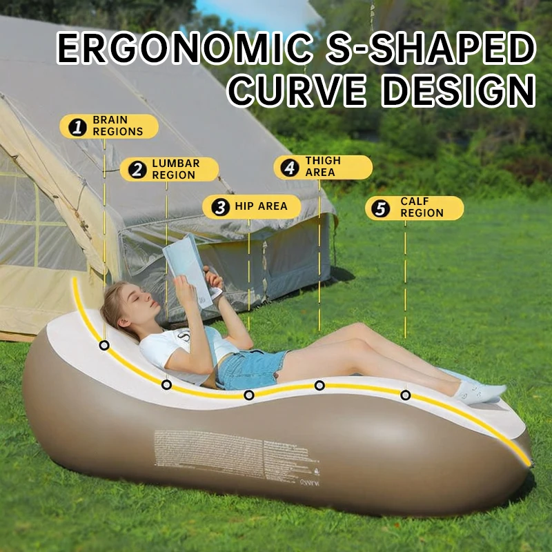 Inflatable sofa, portable air mattress for outdoor camping, foldable lazy air lounge chair, home leisure chair