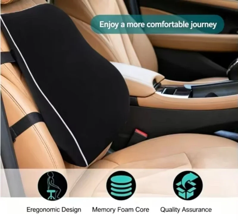 Non-slip Lumbar Support Pillow Memory Foam Relieve Back Pain Car Seat Waist Cushion Soft Comfortable For Office Home Car