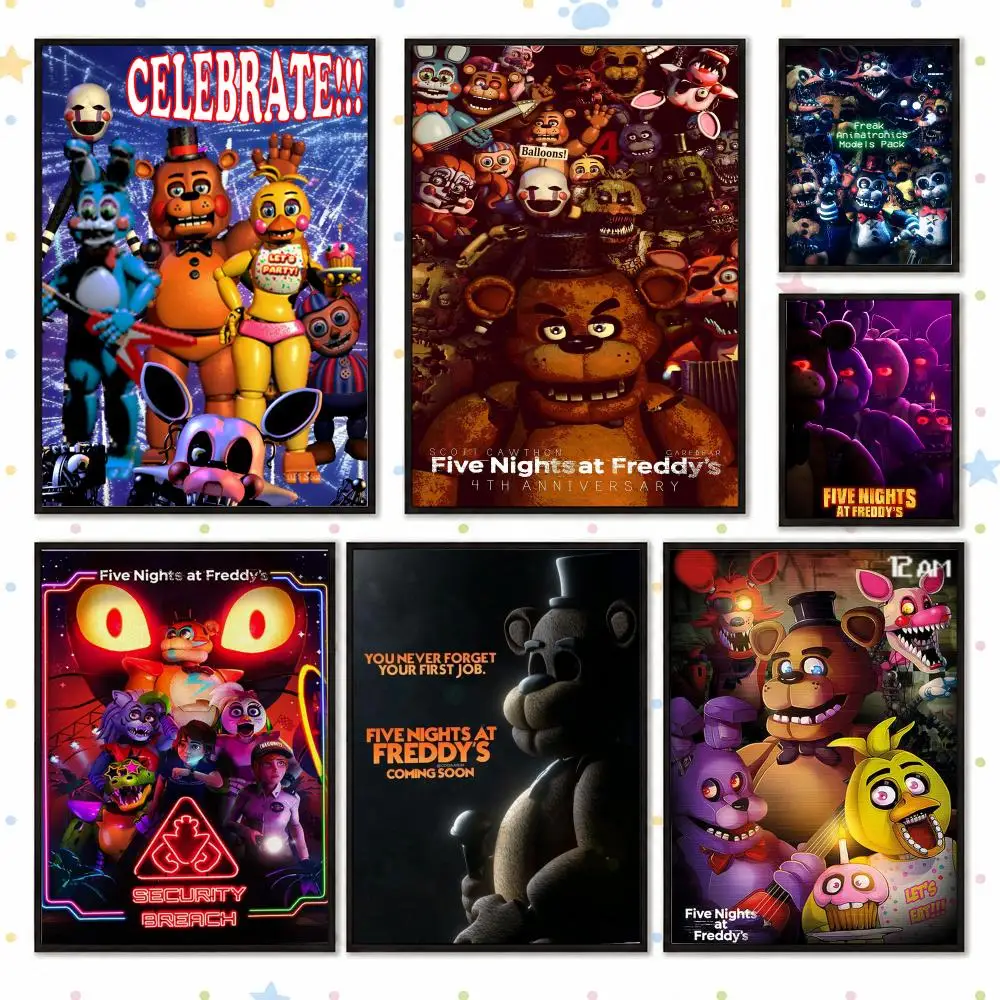 Game Five Nights Freddy Poster HD Printed, Self-Adhesive, No Residue on Removal, Dorm & Bedroom Decor，gift