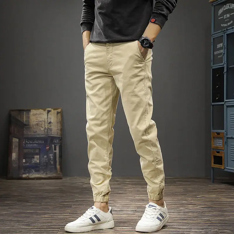 Casual Pants Man Cotton Slim Fit Trousers For Men Big Size Polyester Original Clothing Designer Promotion Hot Plus Sale Regular