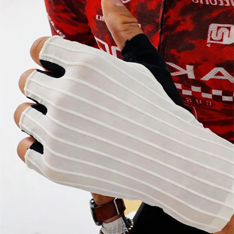 Guantes de Ciclismo BMAMBAS 2026 de Medio Dedo, Verano, PORON XRD, Aerodinámicos, con Franjas, Panal de Abeja 3D, para Bicicleta de Montaña y Carretera