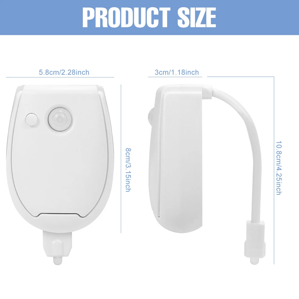 Lampada da WC a LED RGB PIR Sensore di movimento intelligente Luci notturne AAA Alimentato a batteria per bagno WC Sedile WC Retroilluminazione