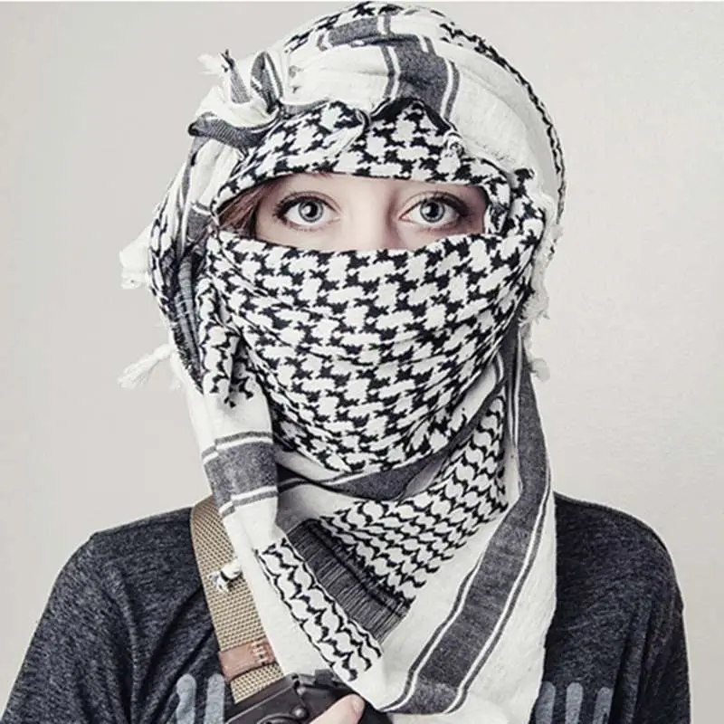 C.NEW S New Tactical Scarf Tassel Headband  Arab Men Women Keffiyeh Muslim Outdoor Winter Square Head Scarves Scarf