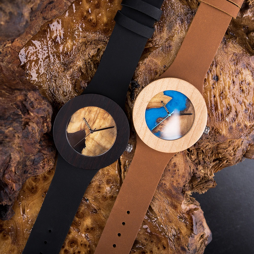 BOBO BIRD Wood Watch for Men Women Relogio Masculino Quartz Wooden Watches Resin Wristwatch Personlized Timepiece Gift for Men