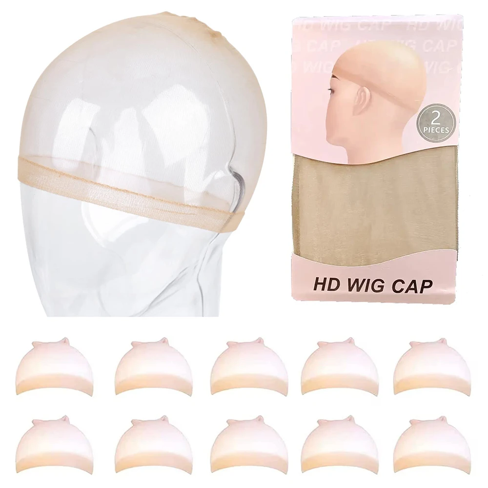 Wig Cap HD 10 buah untuk Wig memakai tidak terlihat transparan sutra melar Wig topi aksesoris jaring rambut untuk wanita