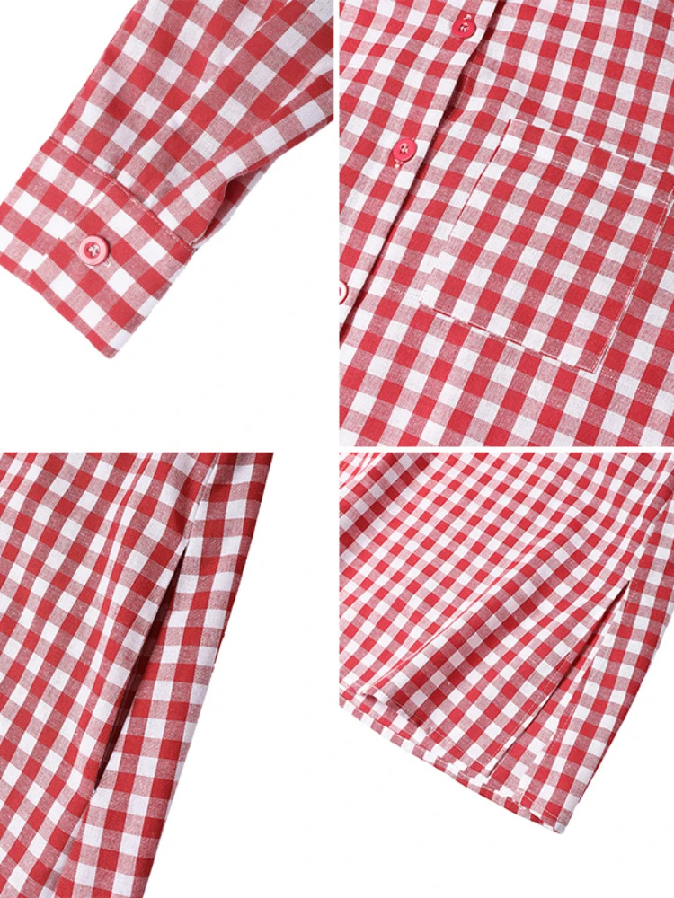 فستان نسائي غير رسمي منقوش لربيع 2025 بأكمام طويلة ورقبة دائرية وأزرار حتى الجيب وفتحة جانبية منقوشة فساتين طويلة طويلة من ZANZEA Woman #3