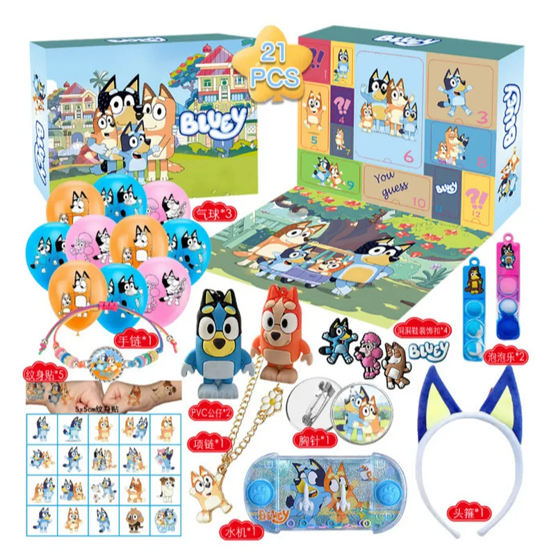 

Набор из 21 игрушки-сюрприза Bluey Poke Hole в коробке, хит продаж, милые аниме-фигурки, коллекционный набор для фанатов, подарок на день рождения