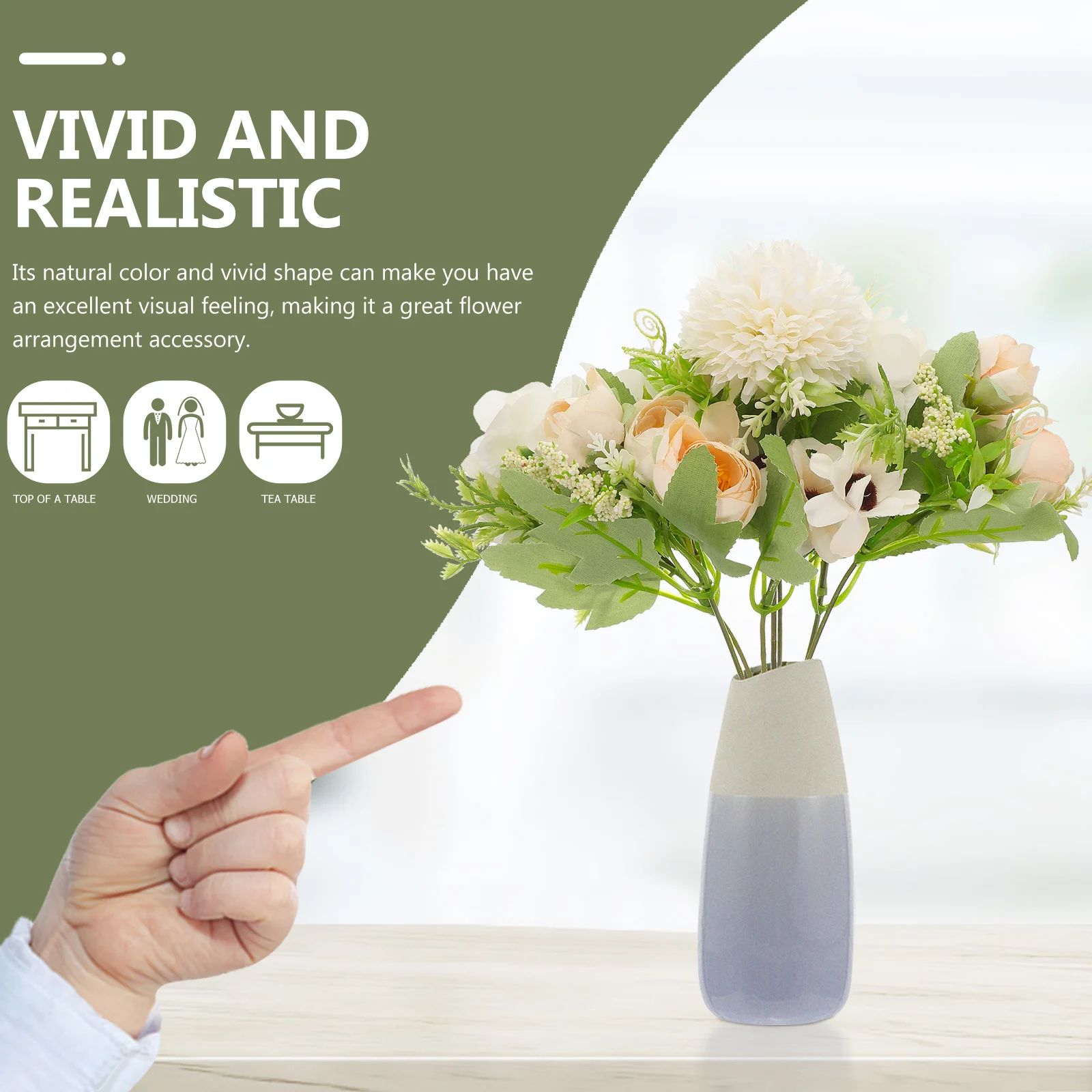 

Vivid Simulation Flowers Plastic Silk Bouquet Wedding Table Centerpieces Home Office Decoration Faux Floral Supplies