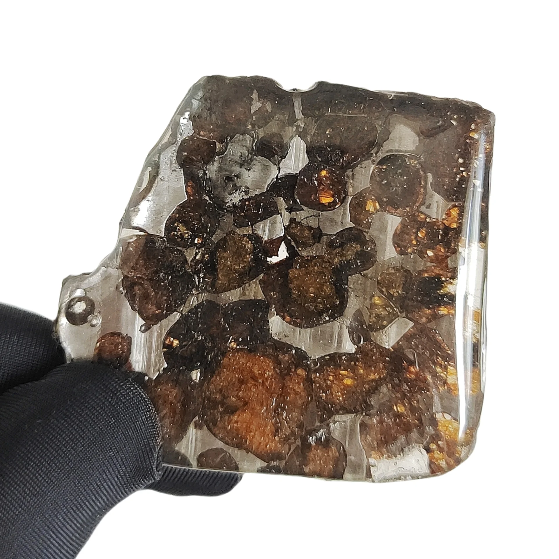 12.2g Sericho Pallastie meteorite slice Olivine Meteorite Natural Specimen Meteorite material Collection - from Kenya -QA536