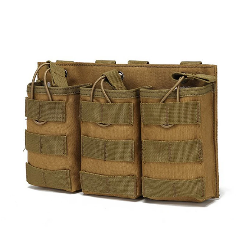 Tactical Triple Magazine Pouch MOLLE Compatible Mag Carrier for 7.62 5.56mm AK M4 AR-15 Airsoft Hunting Gear