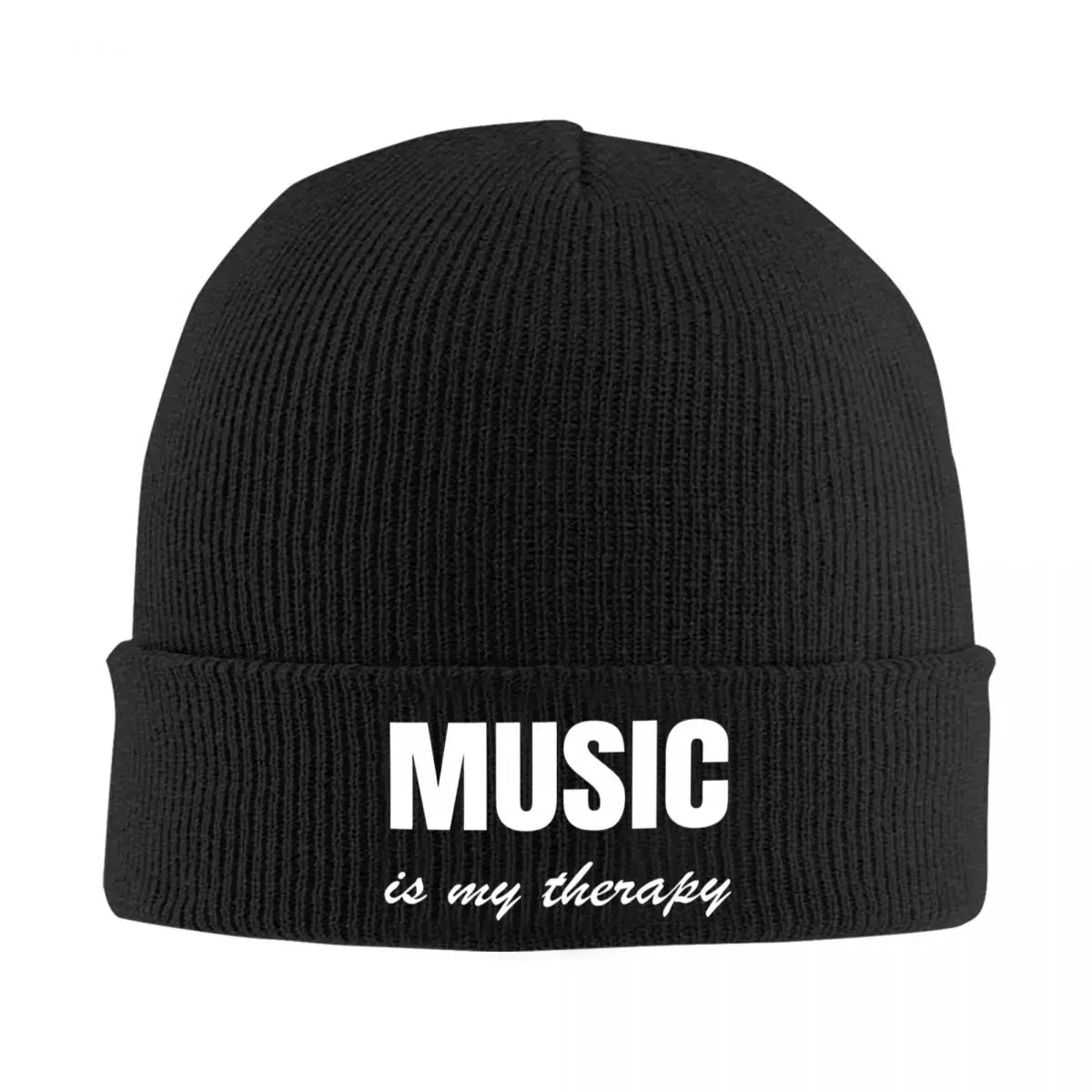 Music Is My Therapy Hat Autumn Winter Beanies New Cap Female Male Acrylic Knitted Caps