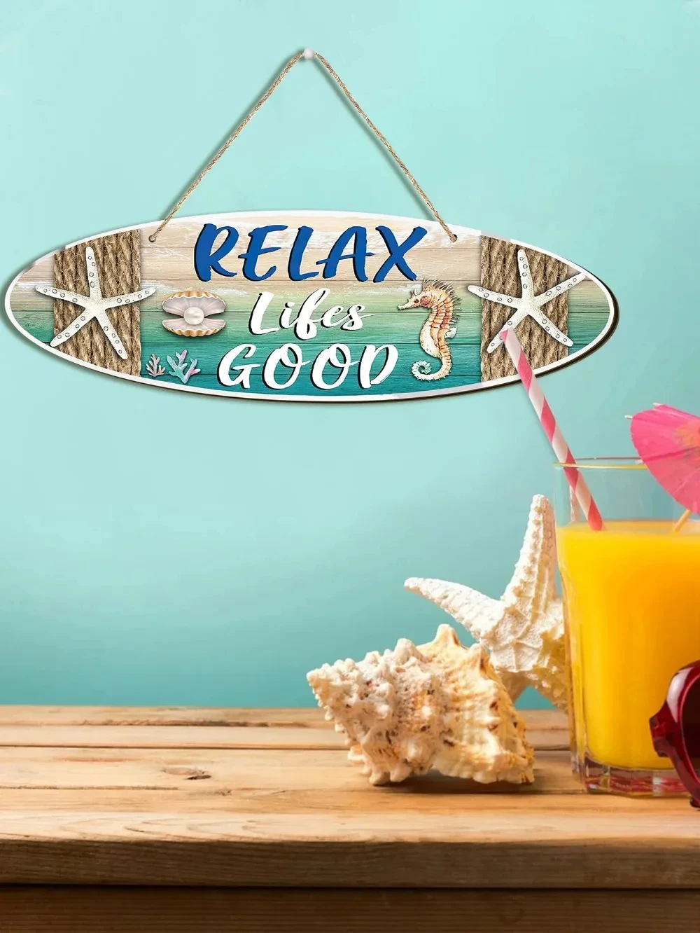 Summer Relax lifes good wood plaque sign, Surfboard shape decoration, Sand beach decor sign, Outdoor wall hanging art decor view 5