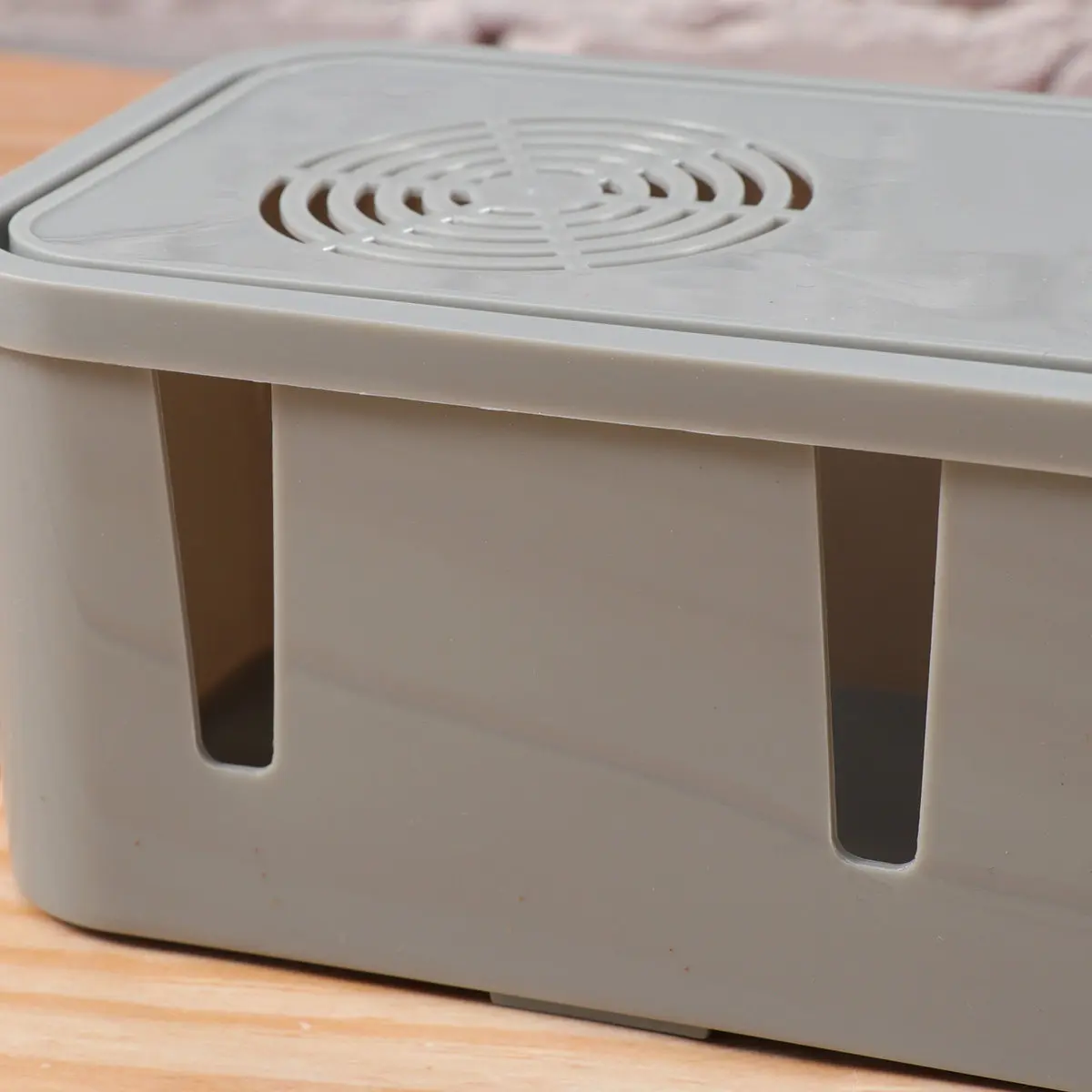 

Plug Socket Cable Storage Box Grey Anti-Dust Safety Organizer for Desk Wall Power Strip Storage Box Cable Organizer