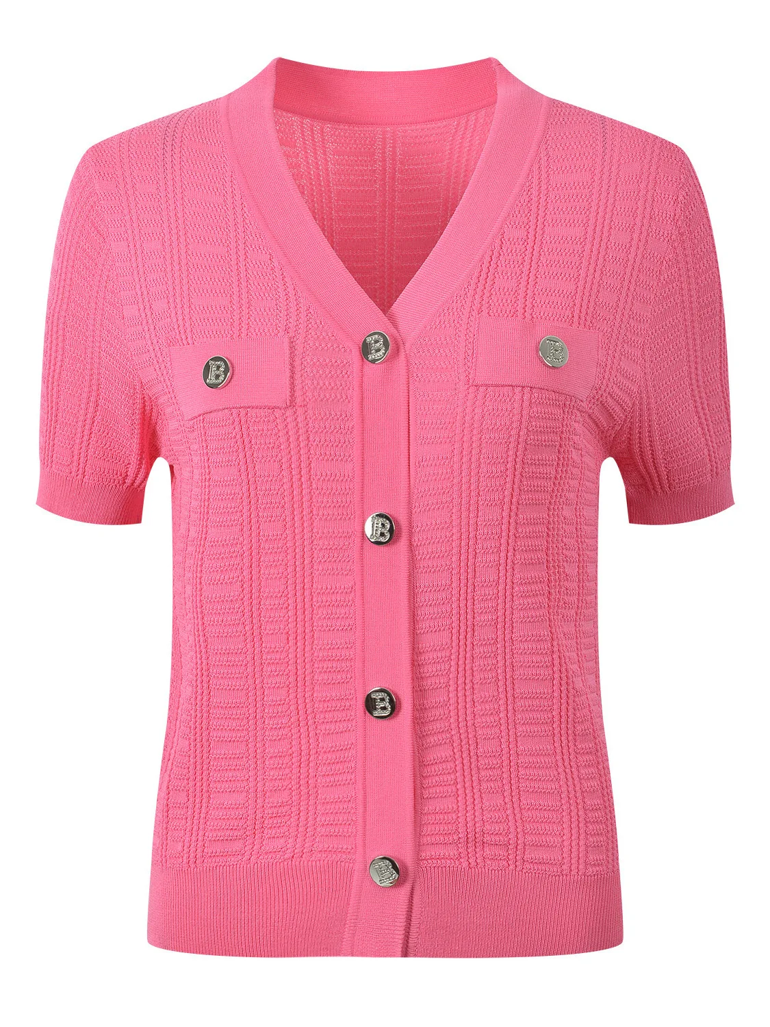 

Элегантный однотонный вязаный кардиган с V-образным вырезом и коротким рукавом, приталенный крой, премиум-качество, модный женский свитер для весны и лета