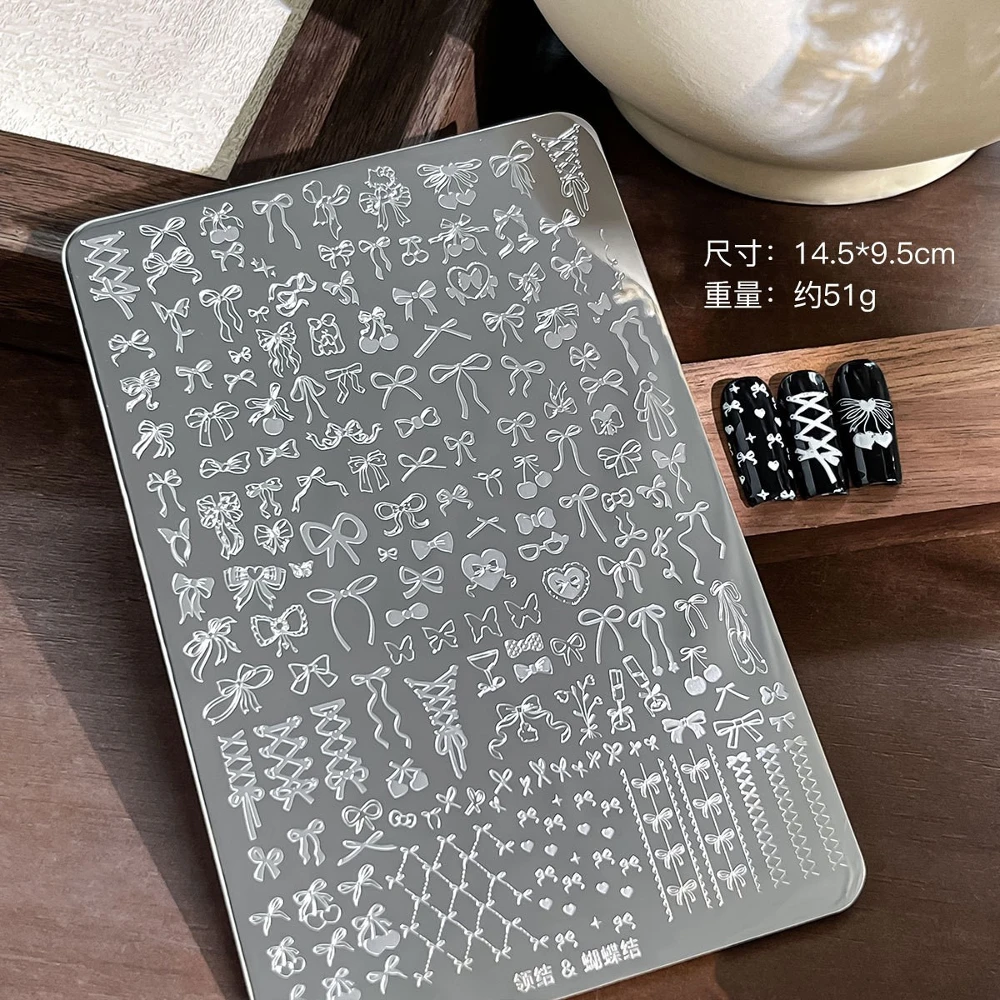 1Pcs Nail Stamping Plates Multi-styles Nail Art Plate Stainless Steel Stripe/Bowknot/Flower/French Nail Design Stencil Tools