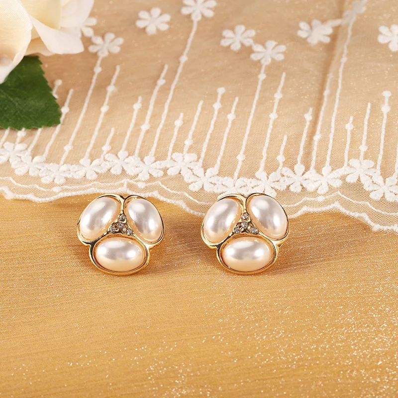 SISSLIA 18k Gold Plated Flower Pearl Studs Earrings With High End Quality For Women Party Jewelry Gifts