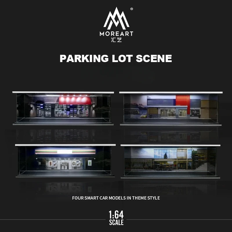 MoreArt:1:64 Open Car Park Model, theme assembly version simulation alloy car Photo Props For Car Models And Collection Of Gifts