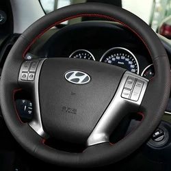 DIY Black Faux Leather Car Accessories Steering Wheel Cover For Hyundai Ix55 2009-2013 Veracruz 2007-2012 Steering Wrap