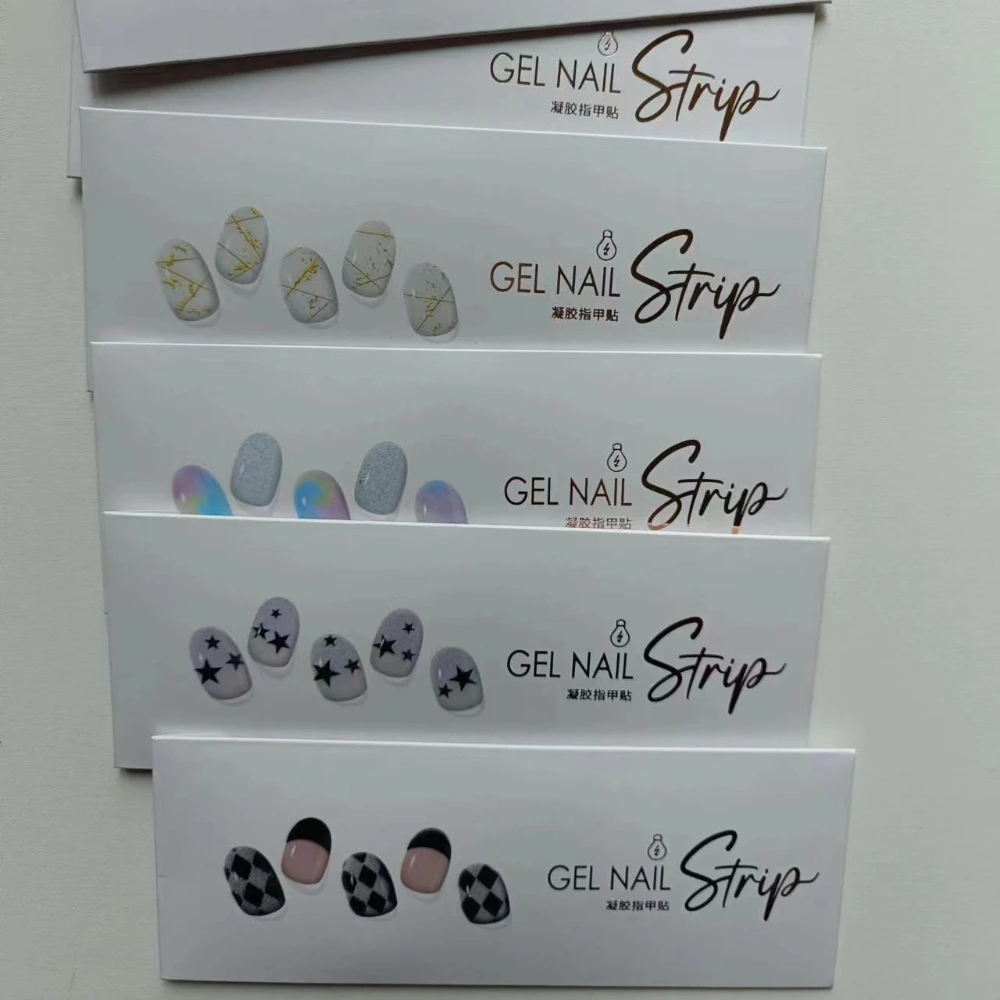 

20Tips Solid Color Ice Gel Nail Stickers Waterproof and Durable Phototherapy Nail Wraps UV Semi-baked Nail Art Decorations