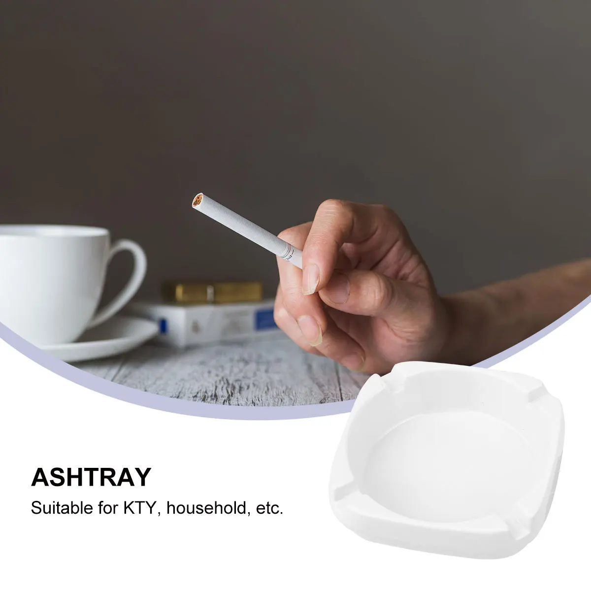 

White Ashtray Square Shape Ashtrays for Cigarettes Outdoor Imitation Porcelain Household