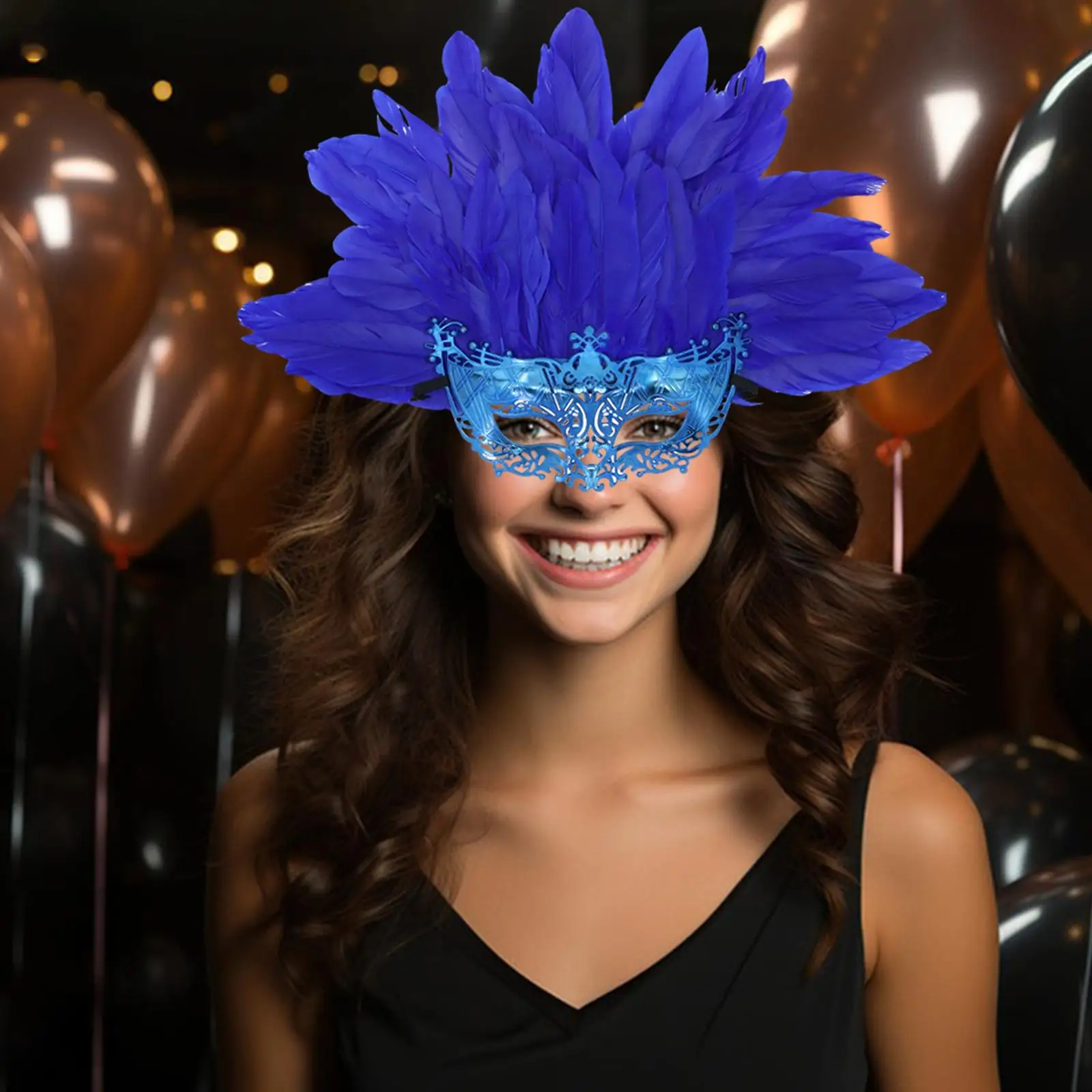 Half Face Artificial Feather Mask for Adults Kids Halloween for Masquerade