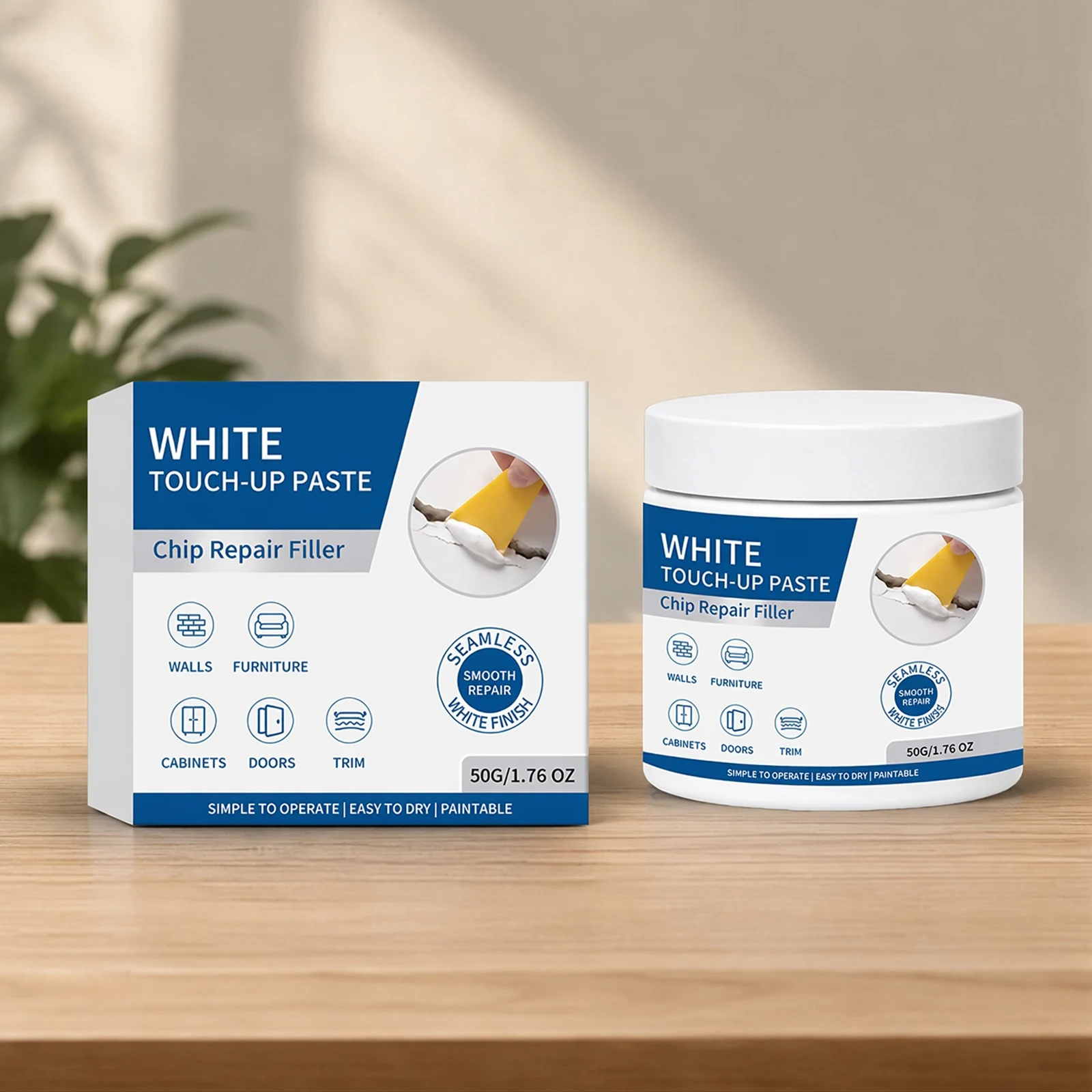 White Crack Restoration Cream Wood Filler Furniture Repair Paste Wall Scratch Fix Cabinet Door Baseboard PE Formula