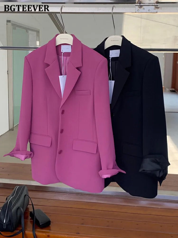 BGTEEVER 2022 New elegante abito da donna 2 pezzi Set Blazer monopetto manica lunga e Mini abito diviso con cinturino per Spaghetti