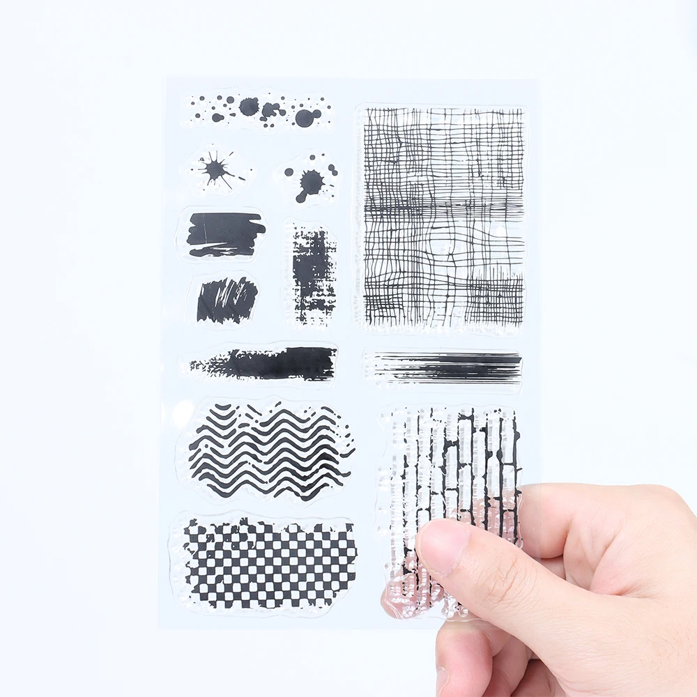 Texture Theme Silicone Clear Stamps for Scrapbooking Decoration Journal Collage Brick Pattern Brushwork Transparent Rubber Stamp