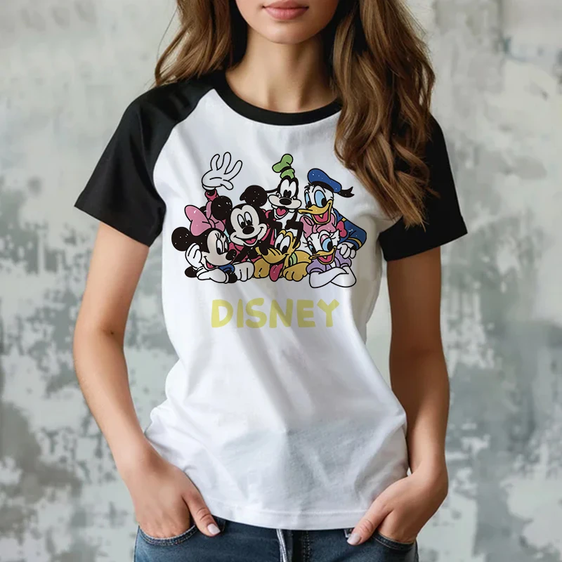 2024 Harajuku Fashion Mickey Tshirt Minnie Mouse Cartoon T-shirt damski T Shirt ubrania damskie Kawaii Disney t-shirty