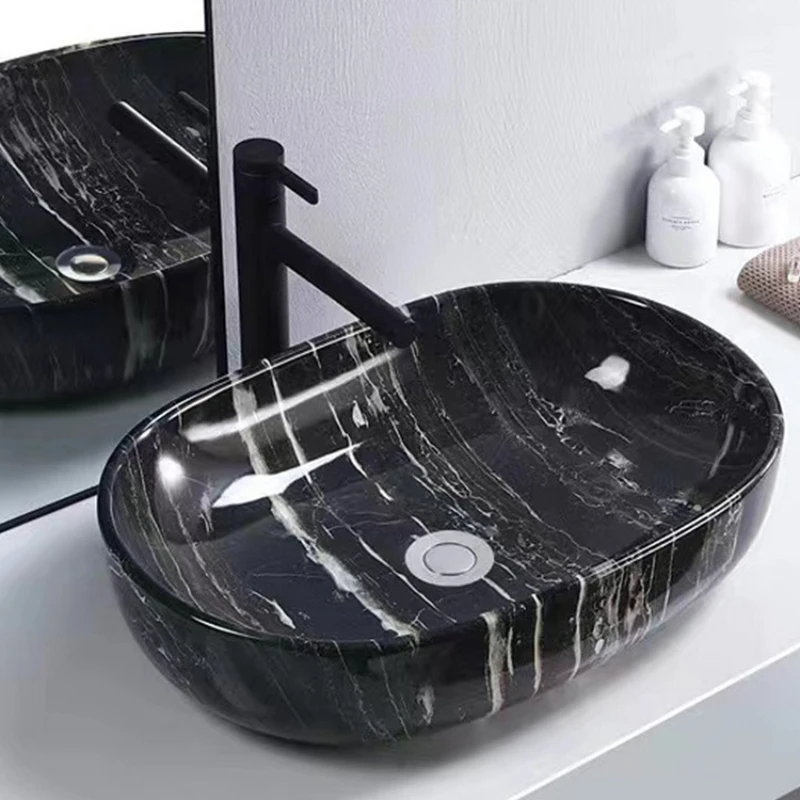 

Marble Deformed Rainforest Green Black and White Root Abalone Grey Oval Treasure Table Wash Basin