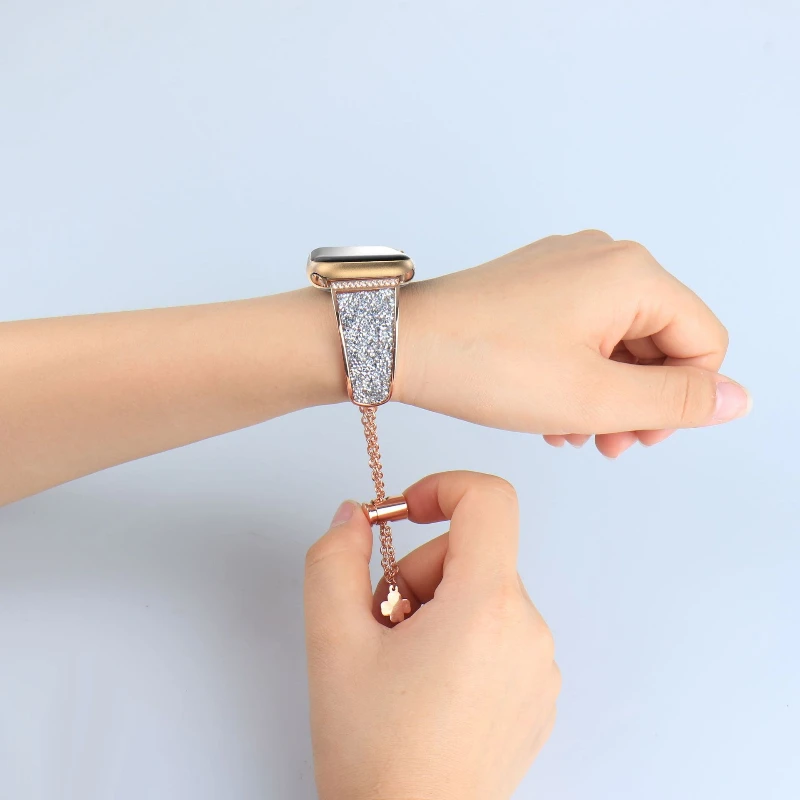 Metallarmband für Apple Watch Armband 40 mm 44 41 45 42 46 49 38 mm Damen-Diamantarmband für iWatch Serie 10 9 8 7 6 5 4 se