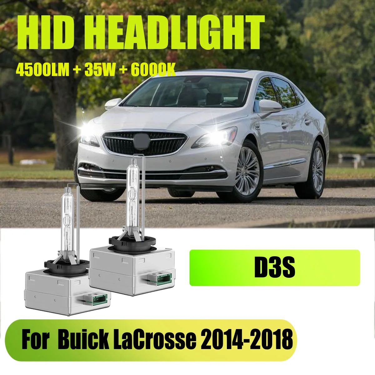 

35W 6000K Car HID Headlight Replace Light Bulbs D3S 100% Quartz anti-ultraviolet glass For Buick LaCrosse 2014 2015 2016-2018