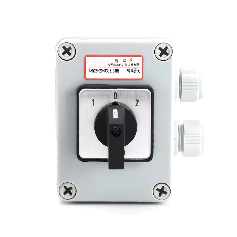 SZW26/LW26-20/D303.3WBF 1-0-2 3 Positions Universal Cam Changeover Switch With Waterproof And Dustproof Sealed Box 660V 20A