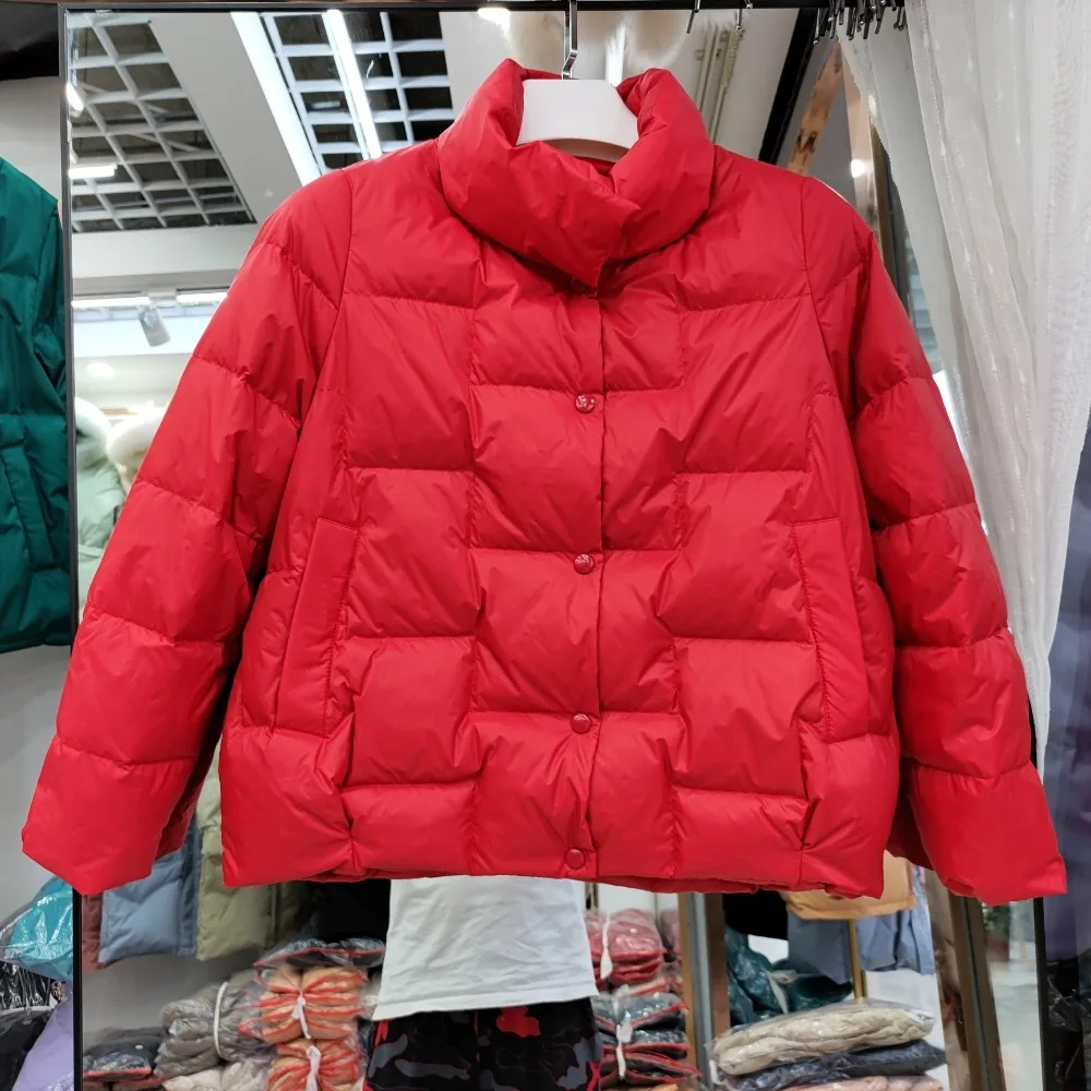 2025 neue Herbst Winter Unten Kleidung Frauen Mode Dicke Warme Puffer Jacke Weibliche Feste Puffy Weiße Ente Unten Mantel Dame