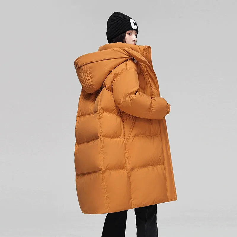 여성 파커 따뜻한 후드 두꺼운 흰색 거위 여성 다운 재킷 2025 새로운 겨울 패션 고품질 여성 다운 재킷 H329