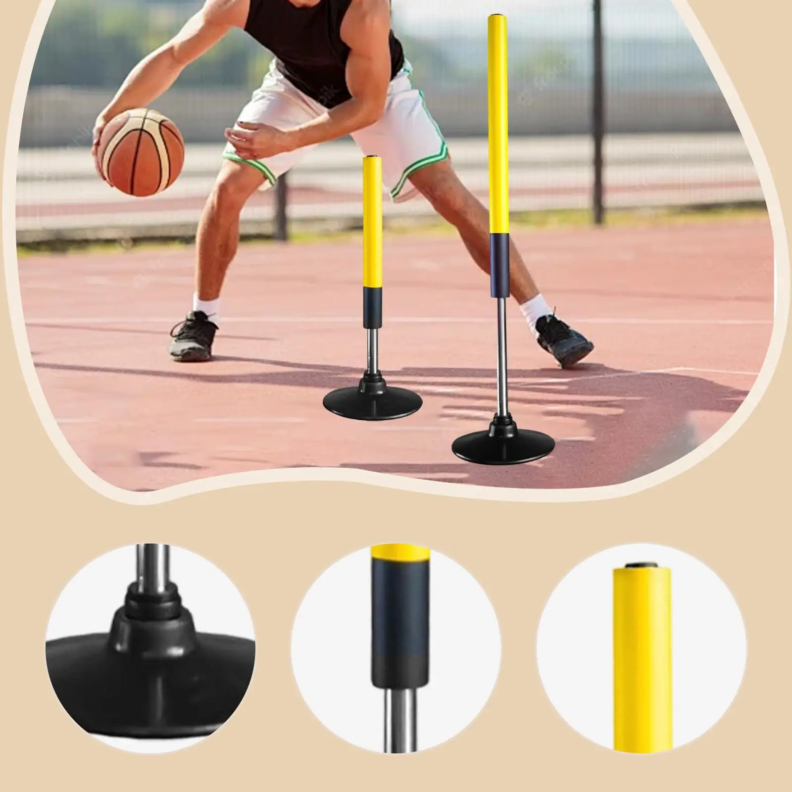 معدات تدريب كرة السلة على شكل عمود خفة الحركة، كرة سلة متعددة الاستخدامات وسهلة التخزين