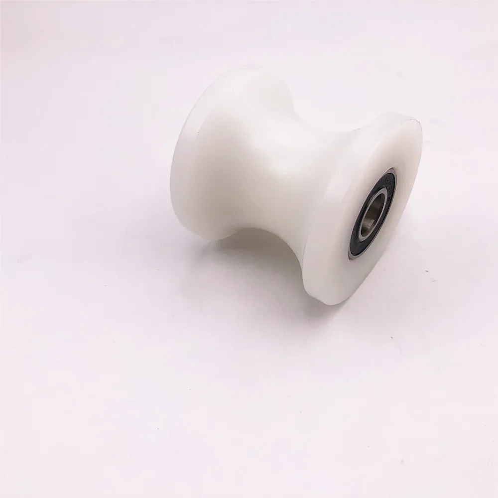 15*65mm Round Tube 304 Pulley Bearing Roller Nylon U Track Wheel Polypropylene PP Material Fixed Pulley Cable Line Hanging Wheel