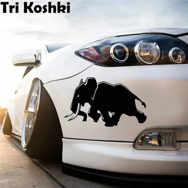 Tri Koshki KT066 Walking Elephant Car Sticker Vinyl Decals Reflective Sticker on Car Motorcycle Truck Wall Laptop Door Laptop