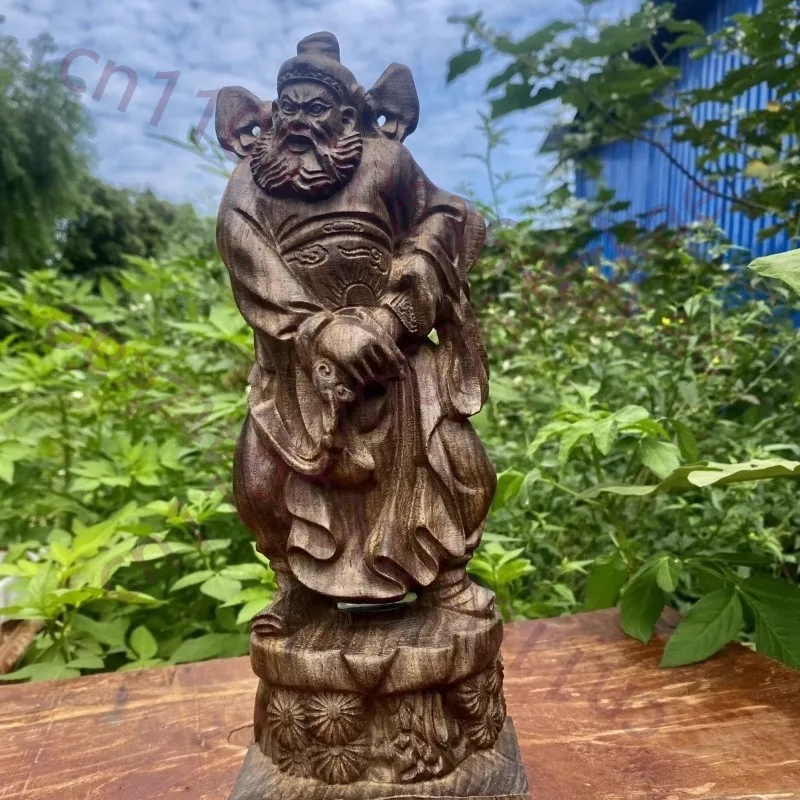 

Hand Carved Vietnam Wood Zhong Kui Statue Figurine - Demon Queller Protector Feng Shui