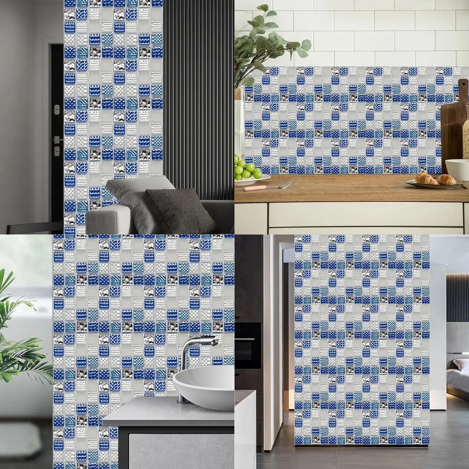 10 Pieces Self Tile Backsplash Decorative Removable Brick Stickers 3D Marble Bathroom Office