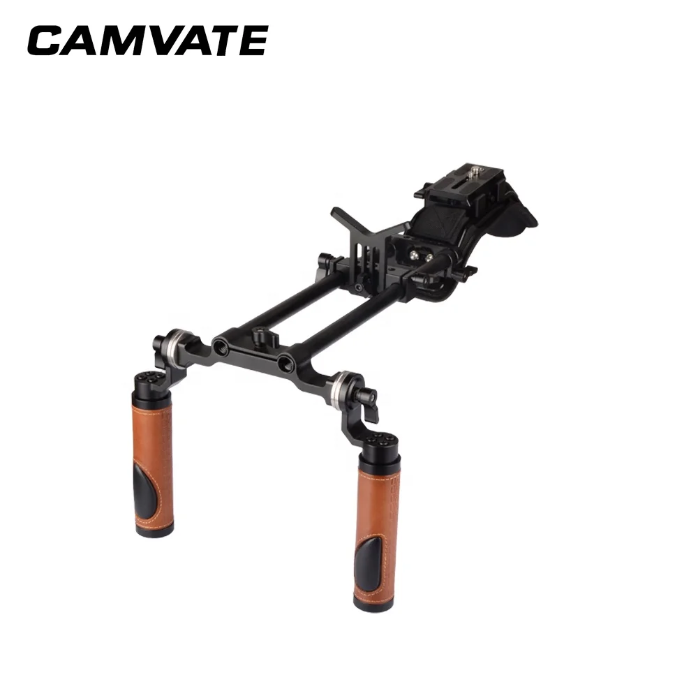 

Pro Camcorder Shoulder Rig with Manfrotto QR Base Plate Rosette Dual Handgrip