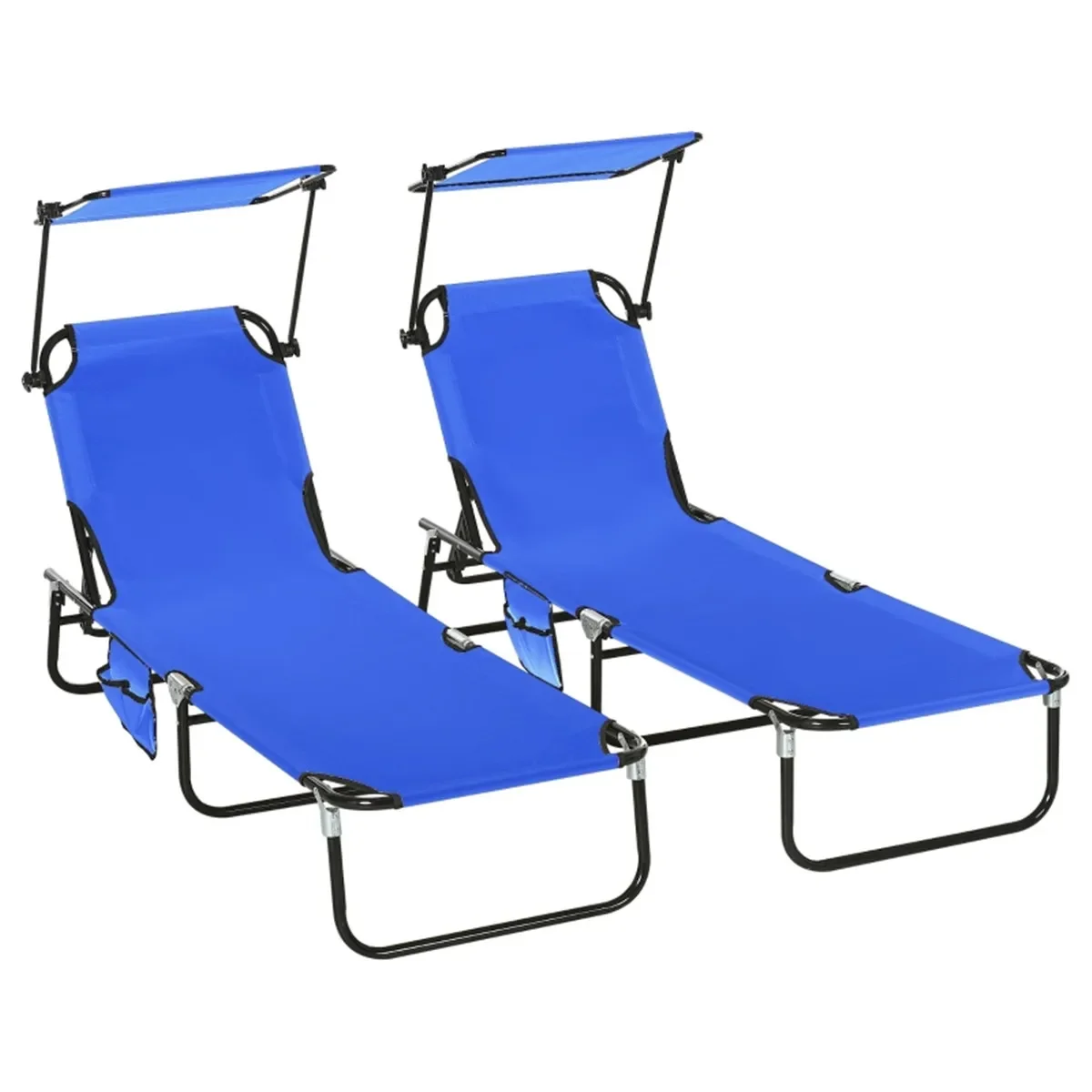 

Folding Lounge Chairs beach chair outdoor furniture Outdoor Sun Tanning Chairs with Canopy Shade, Reclining Back, Steel Frame