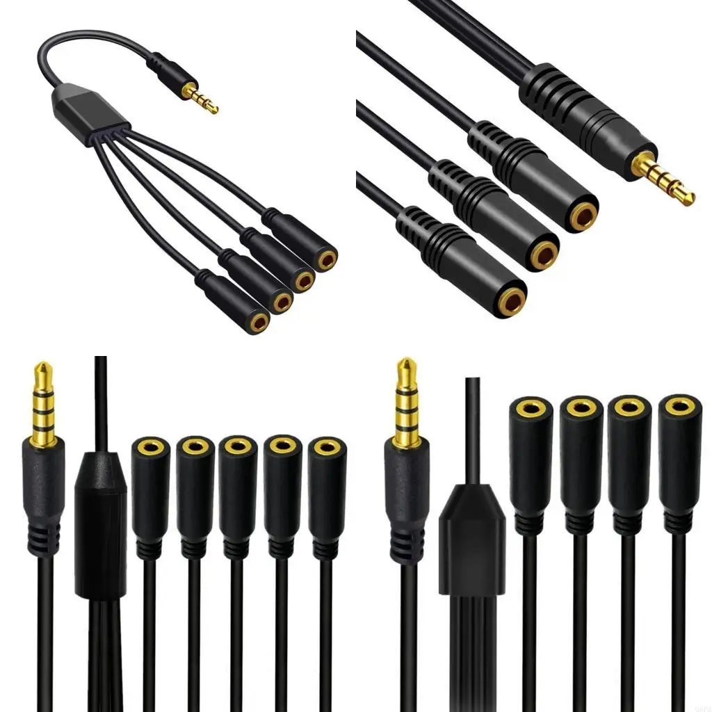 Q6PA Metal 3.5Mm Sound Splitter with PVC Coating Supports 2 3 4 5 6 Connection for Clear Sound