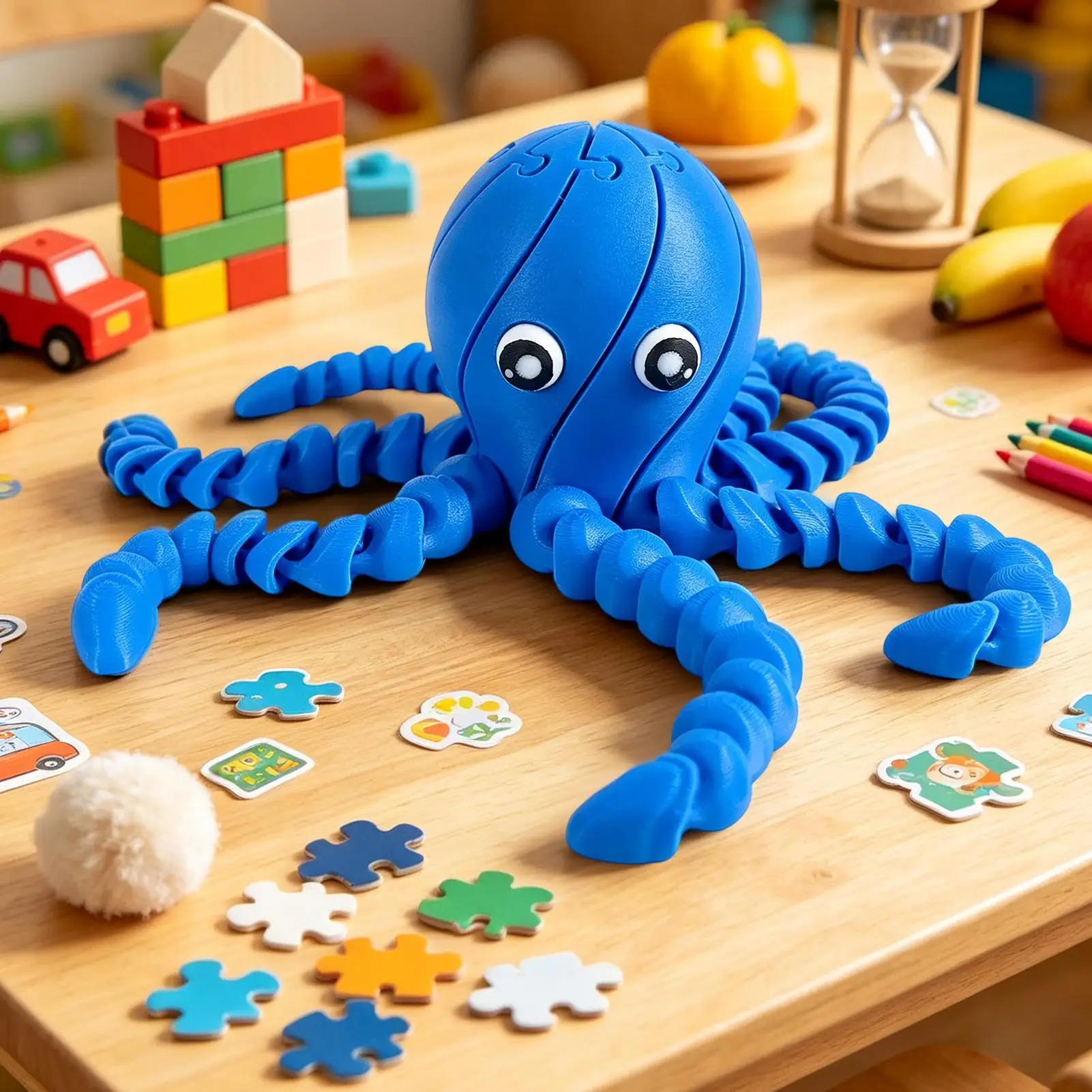 3D Printing Octopus  animal Figure Toys Creative Stress Relief Anime Figures Moveable Rotation Desktop Ornaments Gift