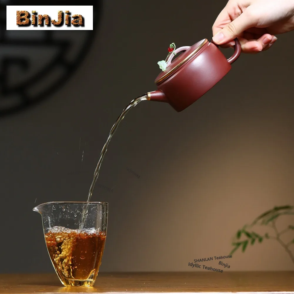 210ml High-end Yixing Purple Clay Teapots Handmade Large Caliber Pot Raw Ore Dragon's Blood Sand Mud Kettle Zisha Tea Set Craft
