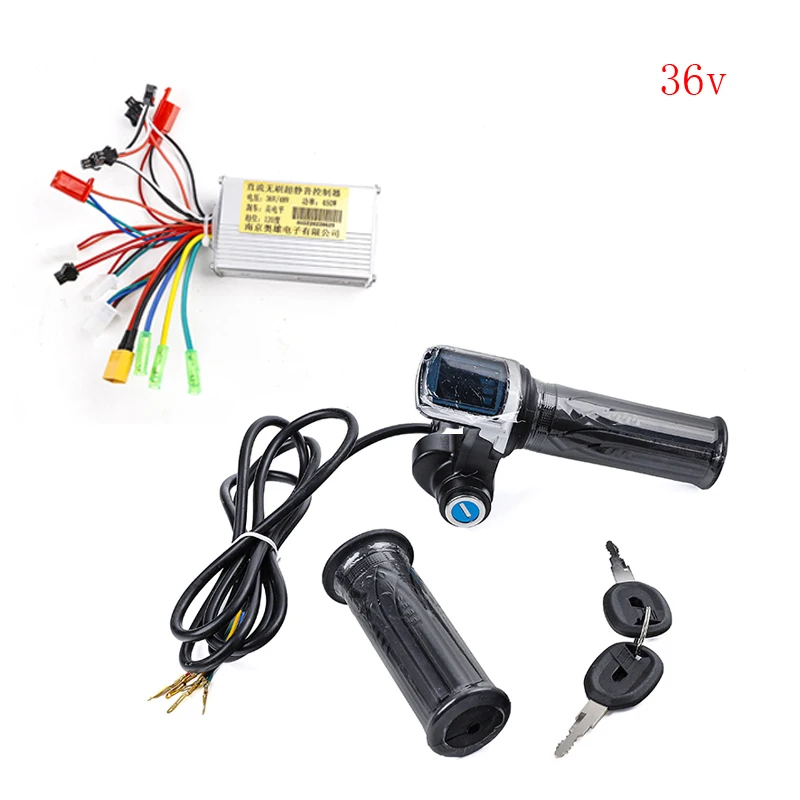 Electric Bicycle Scooter 36v 48v 450W Handlebar Throttle Speed Brushless Controller Lcd Display Accelerator Display With 2Keys