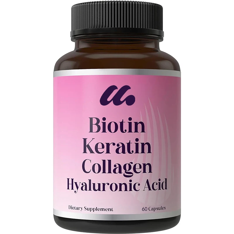 Biotin+Keratin+Marine Collagen+Hyaluronic Acid, Advanced 4-in-1 Hair Growth Vitamin Capsules -60 capsules