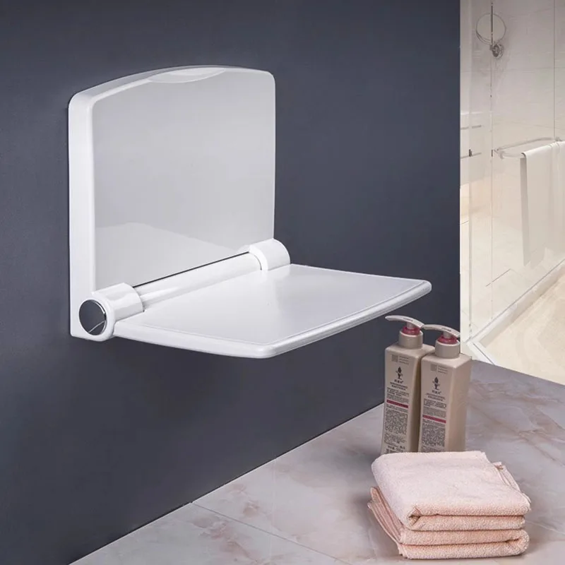 Wall Mounted Folding Shower Seat Waterproof Bathroom Stool Elderly Space Saving Corner Bench Anti-slip Safety Bracket