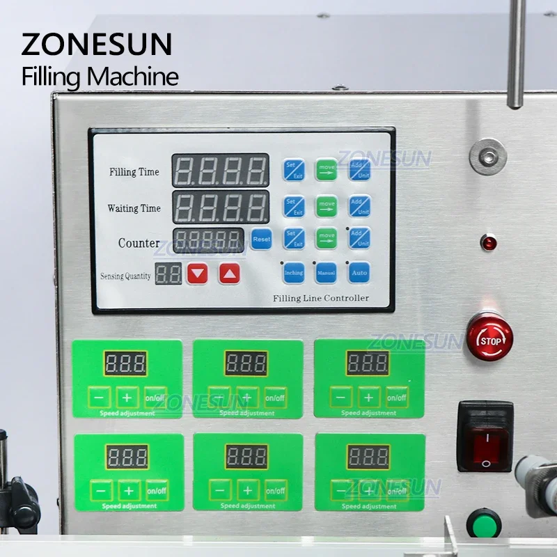 ZONESUN ZS-DTMP6M Automatic Liquid Filling Machine Essential Oil Lotion Vial Four Diving Heads  With Bracket